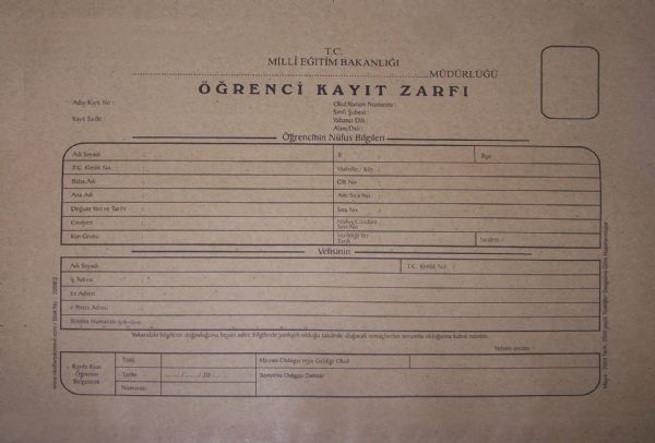 Lise Öğrenci Kayıt Zarfı (100lü paket)