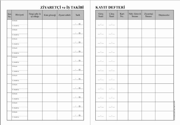 Ziyaretçi Kayıt Defteri (Ciltli) ( 200 sayfa )