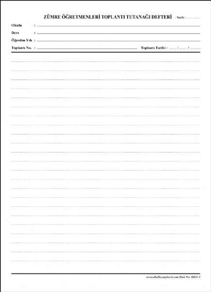Zümre Öğretmenler Toplantı Defteri (Ciltli)(200 Sayfalık)