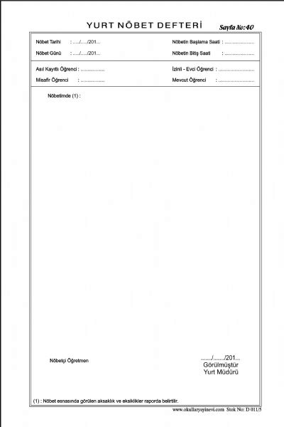Yurt Nöbet Defteri (Ciltli)( 200 Sayfa )