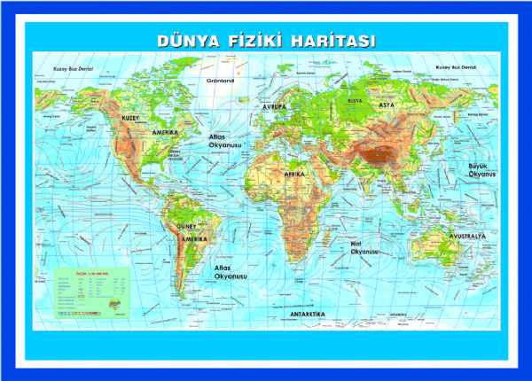 Dünya Fiziki Haritası (100 Cm X 140 Cm)